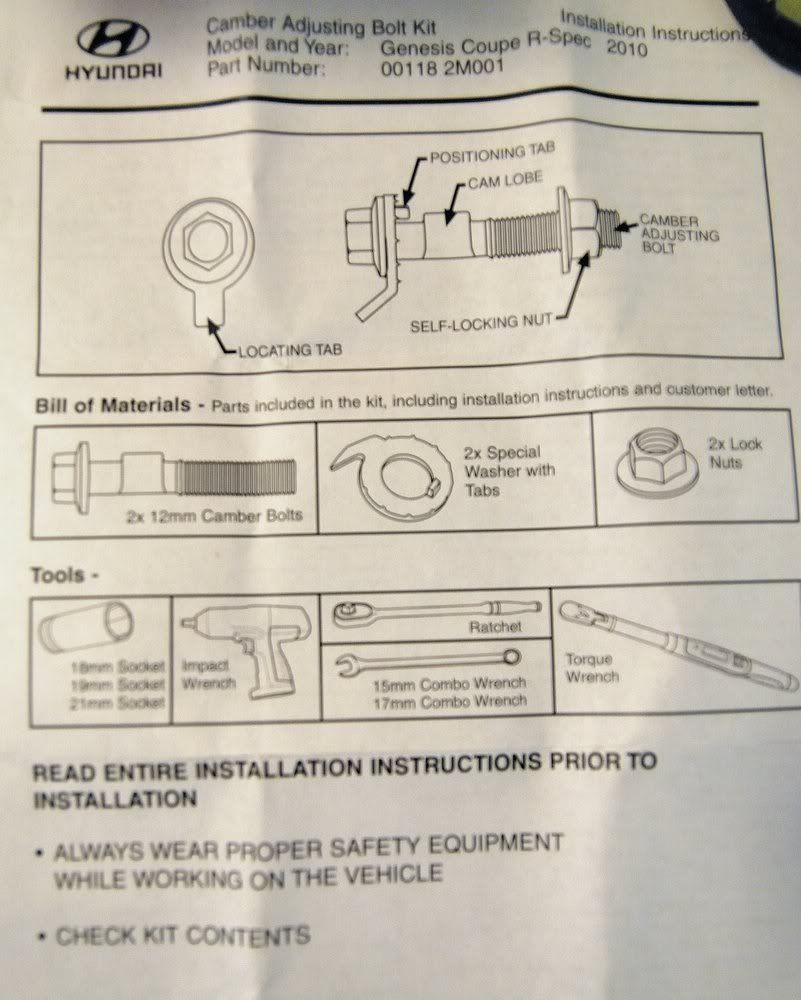 RSpec Camber Bolts Install DIY ( *Lots of pics*) Hyundai Genesis Forum